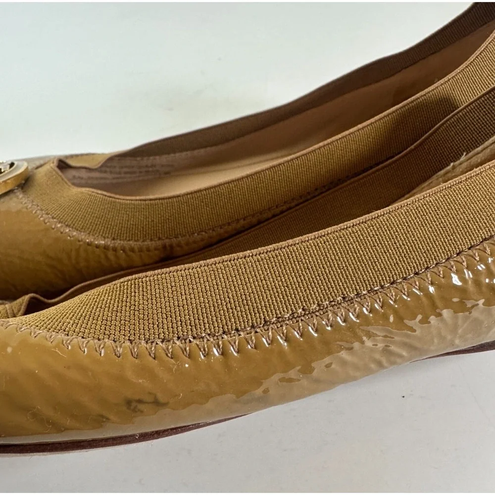 Tory Burch Caroline 2 Ballet Flats Tan Beige Patent Leather Ballerina Shoes 7 7M - Picture 10 of 16